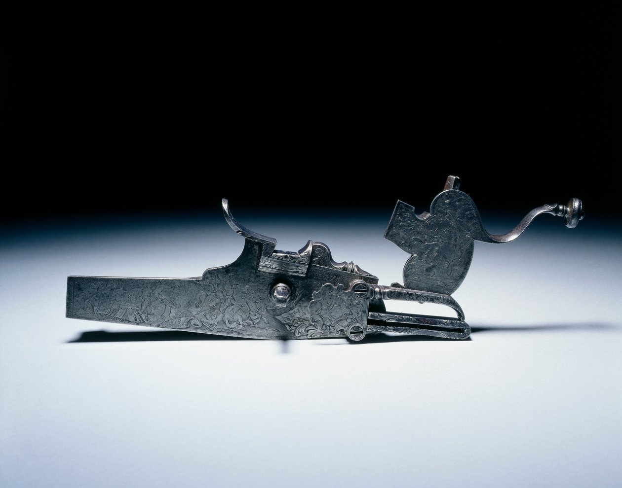 狩猎步枪的滚锁，c.1720-40（钢） 作者 德国学校
