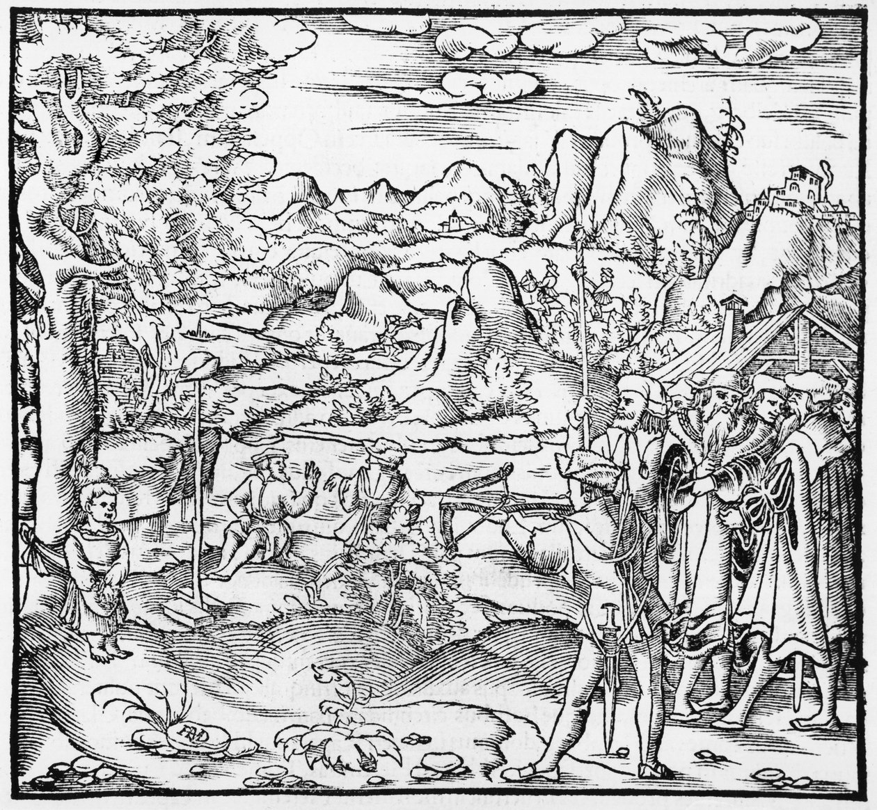 William Tell，来自Cosmographie Universelle的插图，由Sebastien Munster（1488-1552）巴塞尔出版，1559年出版 作者 德国学校