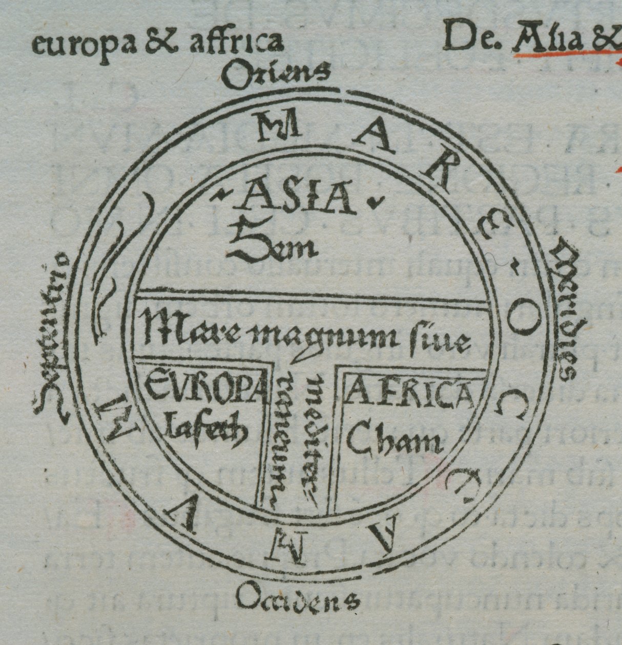 f.177v T-in-O地图，带有凸版印刷地名，来自塞维利亚的Isidore，Liber Etimologiarvm 作者 德国学校