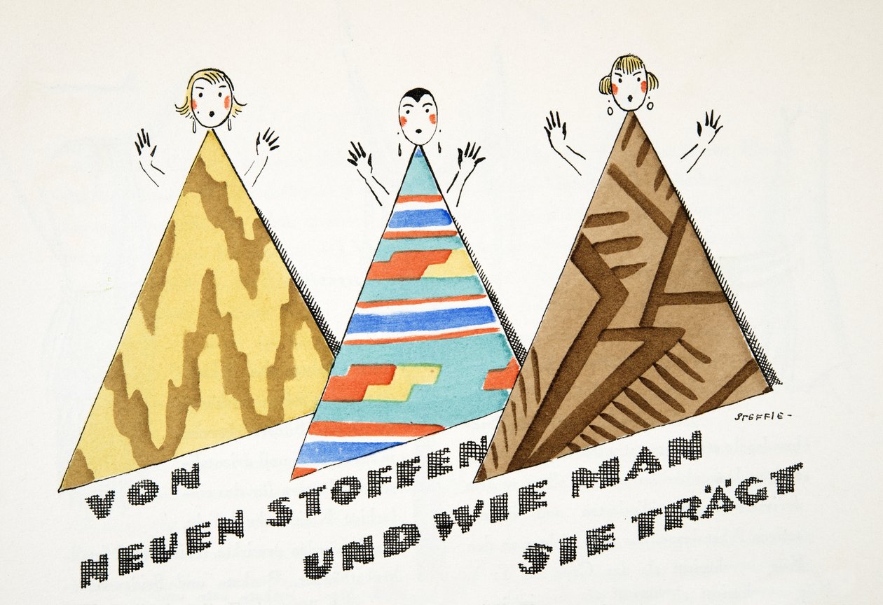 "von neuen stoffen und wie man sie trägt"，选自《Styl》，1922 年出版（pochoir 印刷）。 作者 德国学校