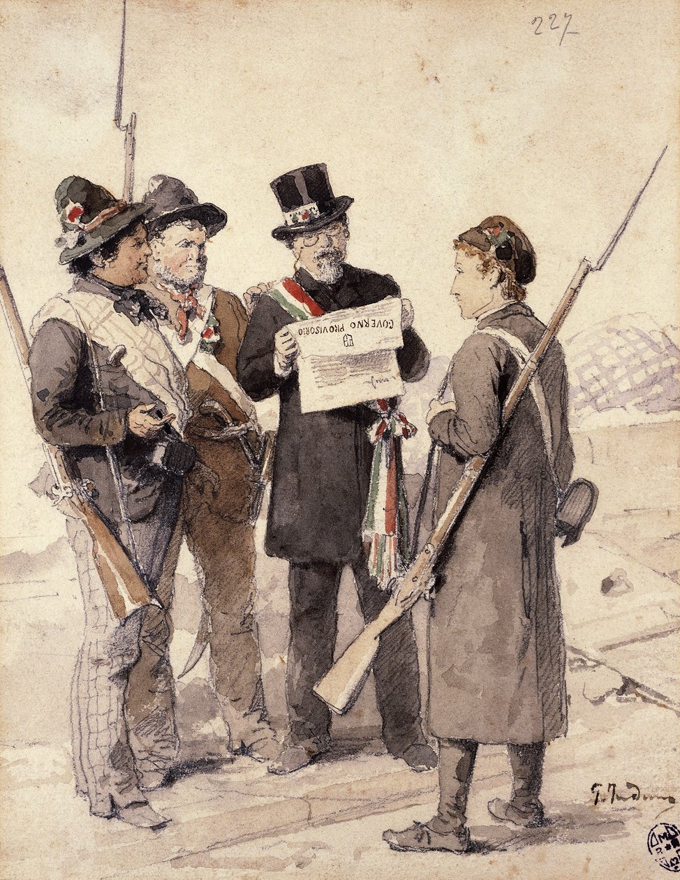 米兰五日，杰罗拉莫·因杜诺（Gerolamo Induno，1827-1890），水彩 作者 Gerolamo Induno