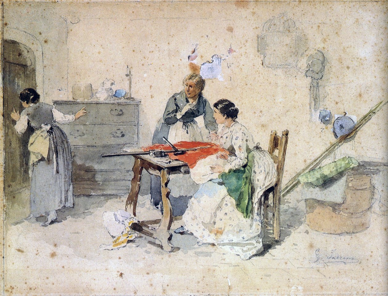 妇女制造三色旗 作者 Gerolamo Induno