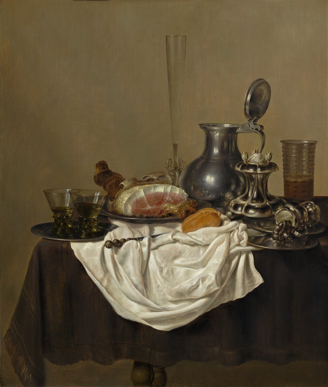 火腿的静物 作者 Gerret Willemsz Heda