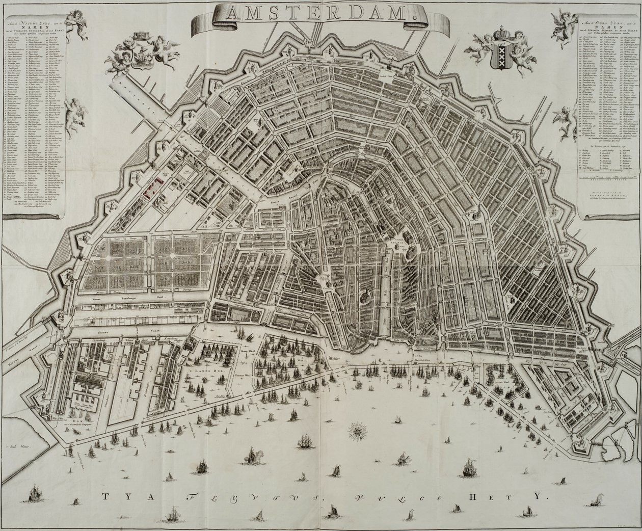 1737年Gerrit de Broen的阿姆斯特丹地图 作者 杰里特·德布罗恩