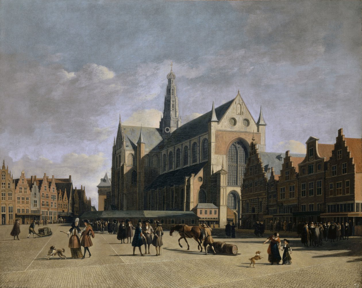 哈勒姆的Grote Markt，1680年代。 作者 格里特·阿德里亚恩斯·贝克海德