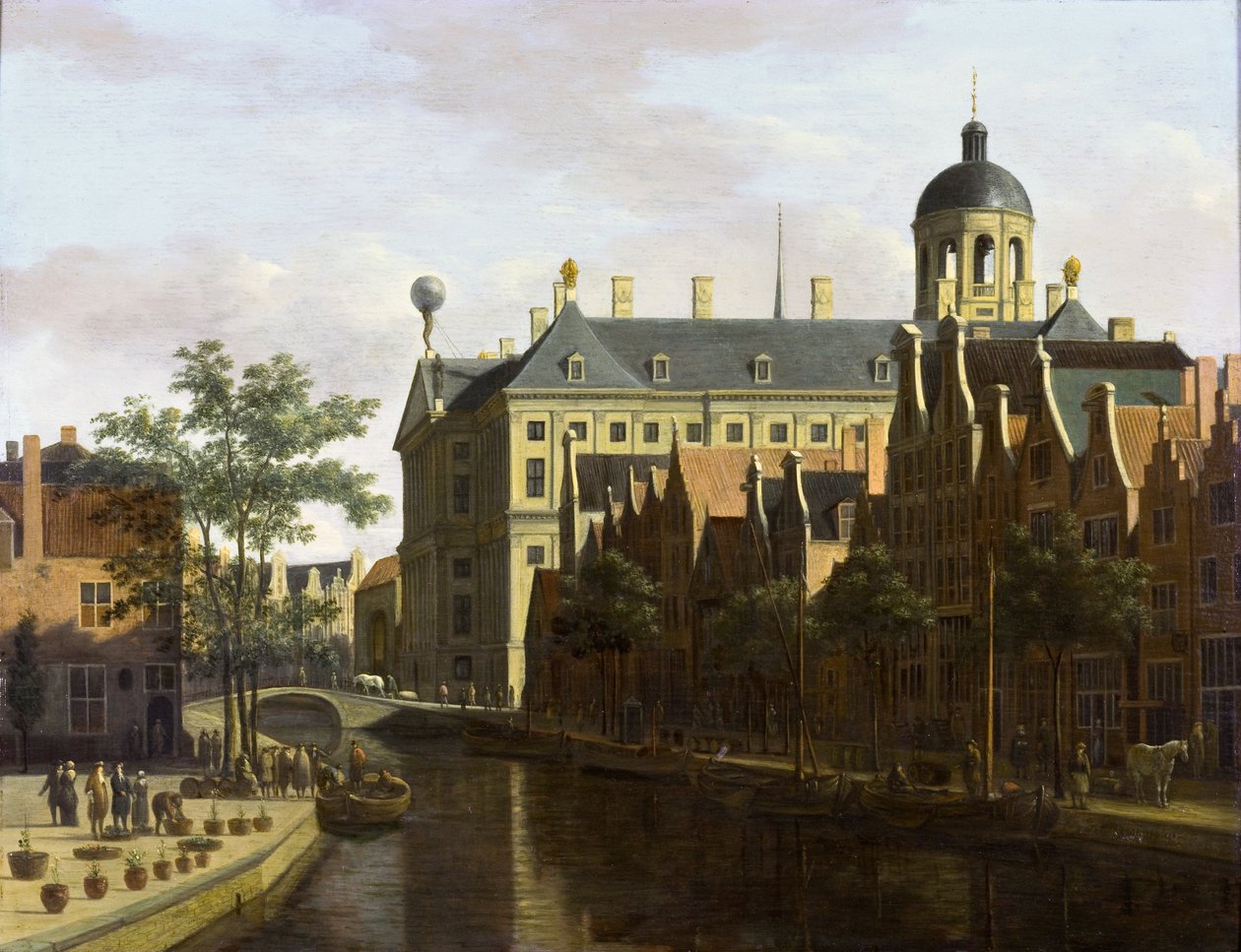 阿姆斯特丹，布卢姆广场附近的 Nieuwezijds Voorburgwal 作者 格里特·阿德里亚森佐·贝克海德
