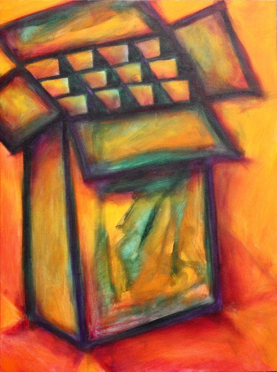 黄色盒子上的黄色，2022 年（丙烯酸画布） 作者 