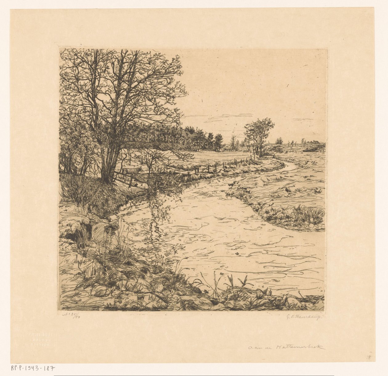 Aan de Hattemerbeek（实物上的原标题） 作者 Gerrit Haverkamp（艺术家签名）