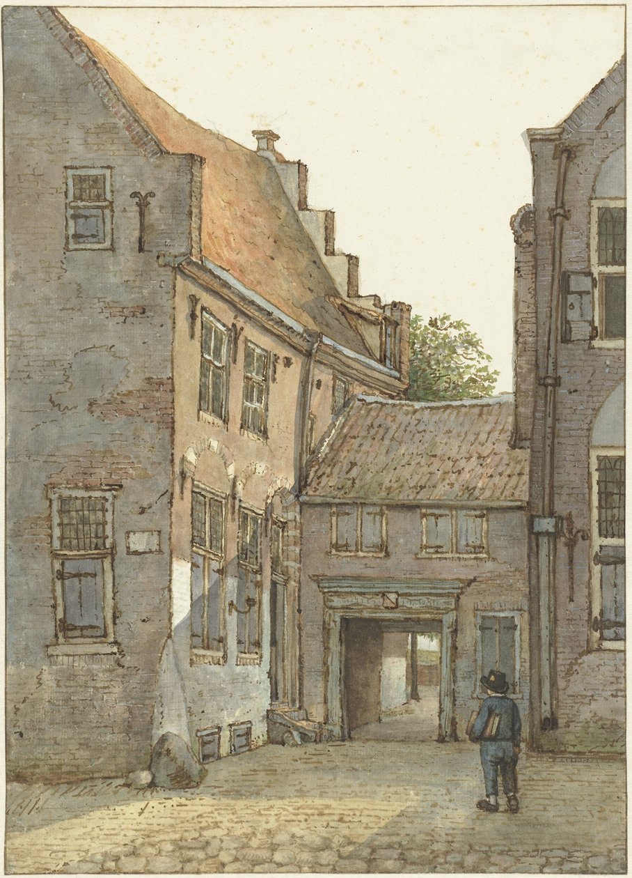 乌特勒支 Kromme Nieuwegracht 的拉丁文学校 St Hieronymus 学校入口景观 作者 杰里特·兰伯茨
