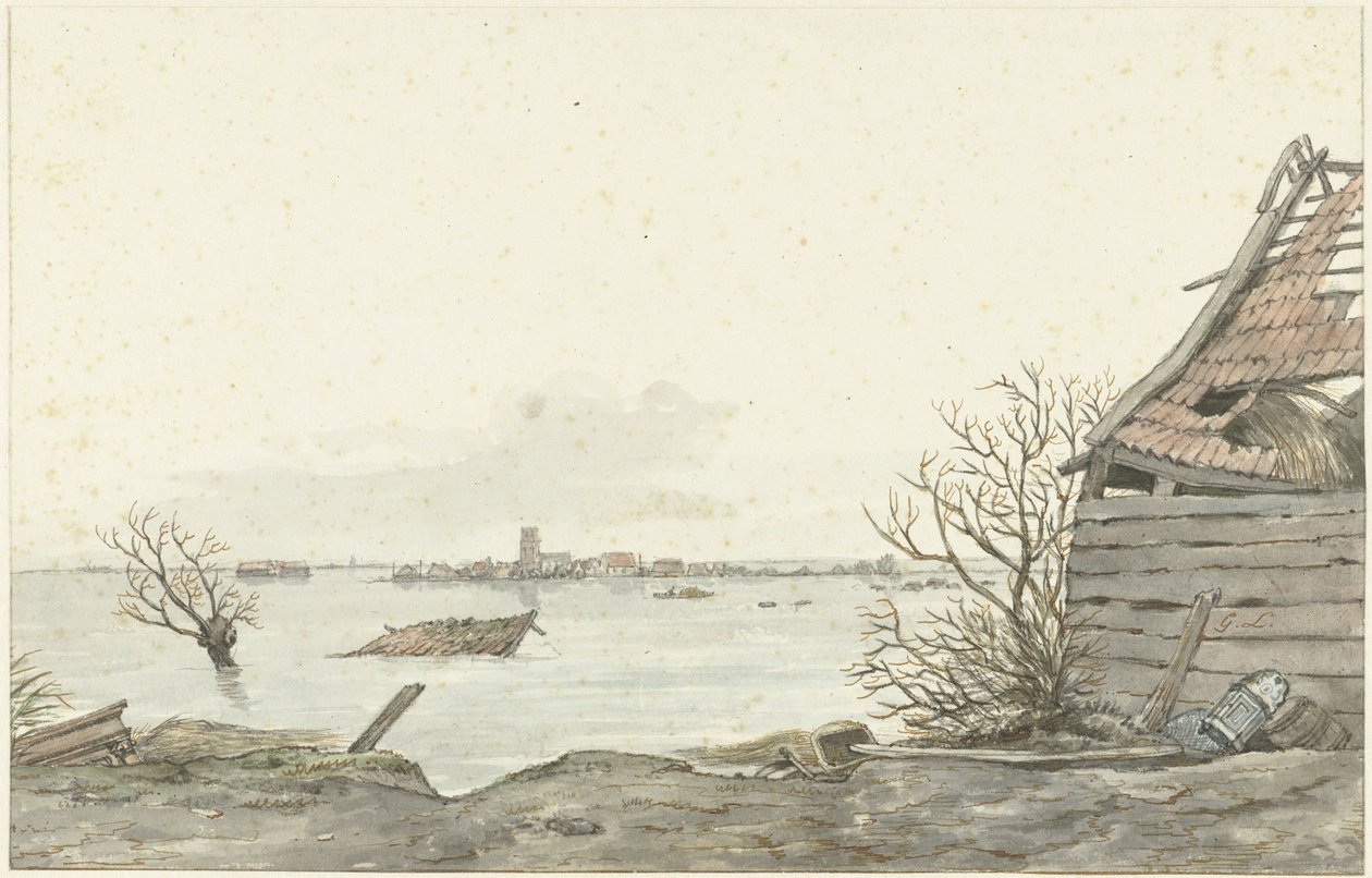 洪水泛滥的兰斯多普，1825 年 2 月 作者 杰里特·兰伯茨