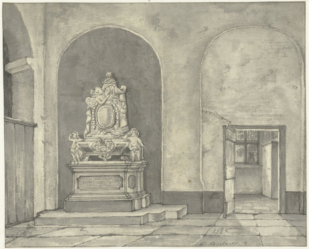 巴尔特墓碑。 弗雷德里克斯·冯·斯托施 (Fredericus von Stosch) 在乌得勒支 Janskerk 作者 杰里特·兰伯茨