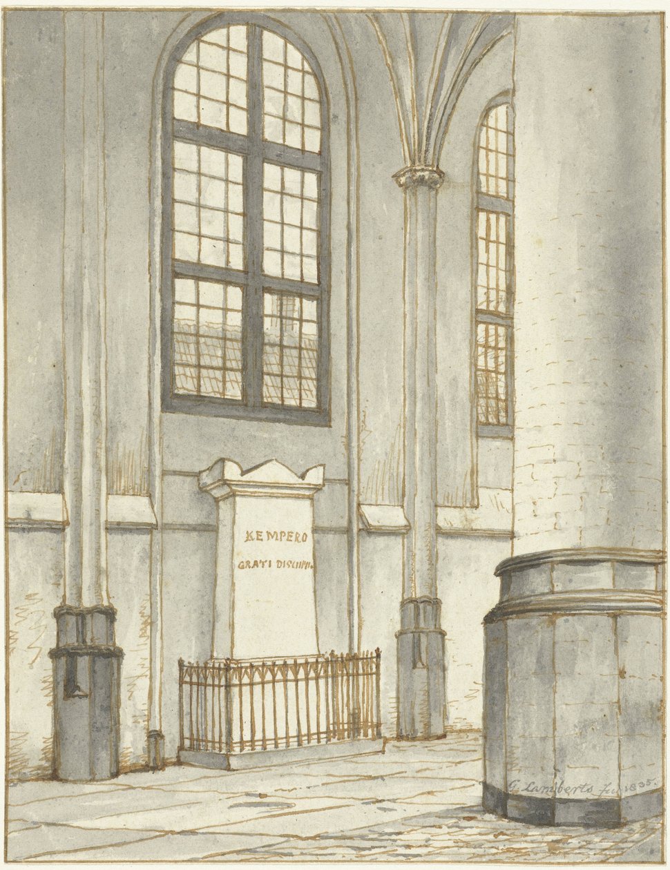 J.M. 墓碑 肯珀 (Kemper)，位于莱顿的彼得教堂 (Pieterskerk) 作者 杰里特·兰伯茨