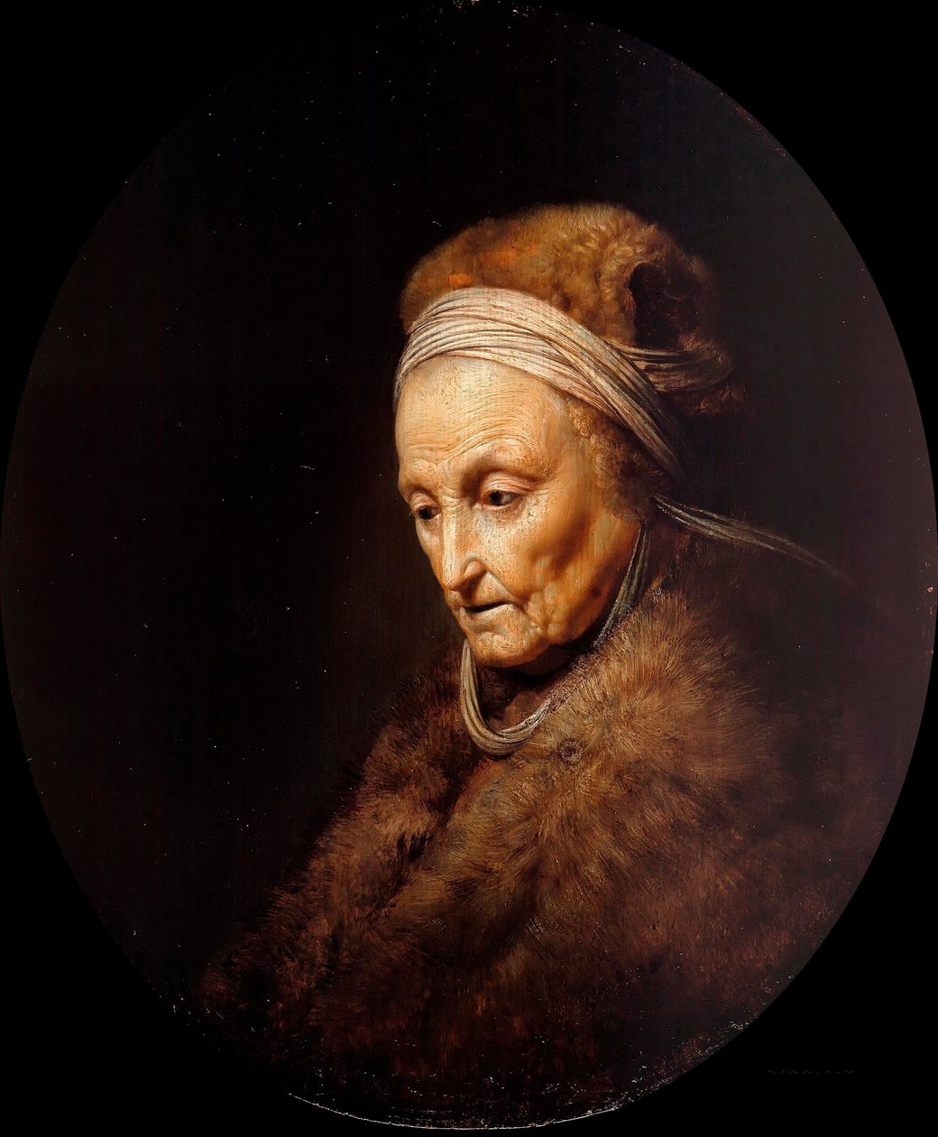 "伦勃朗母亲的肖像》 杰拉德-杜(Gerrit Dow)(1613-1675)的画作 木板油画 凹23,1x19,7厘米 柏林国家博物馆。 作者 葛瑞特窦