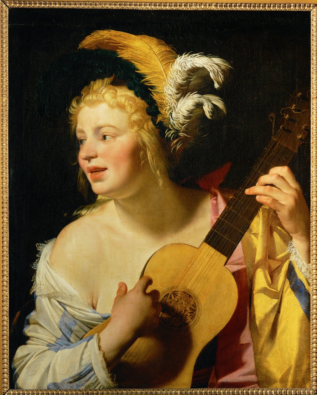 Femme jouant de la guitare - 弹吉他的女人 ... 作者 格里特·范·洪特霍斯特
