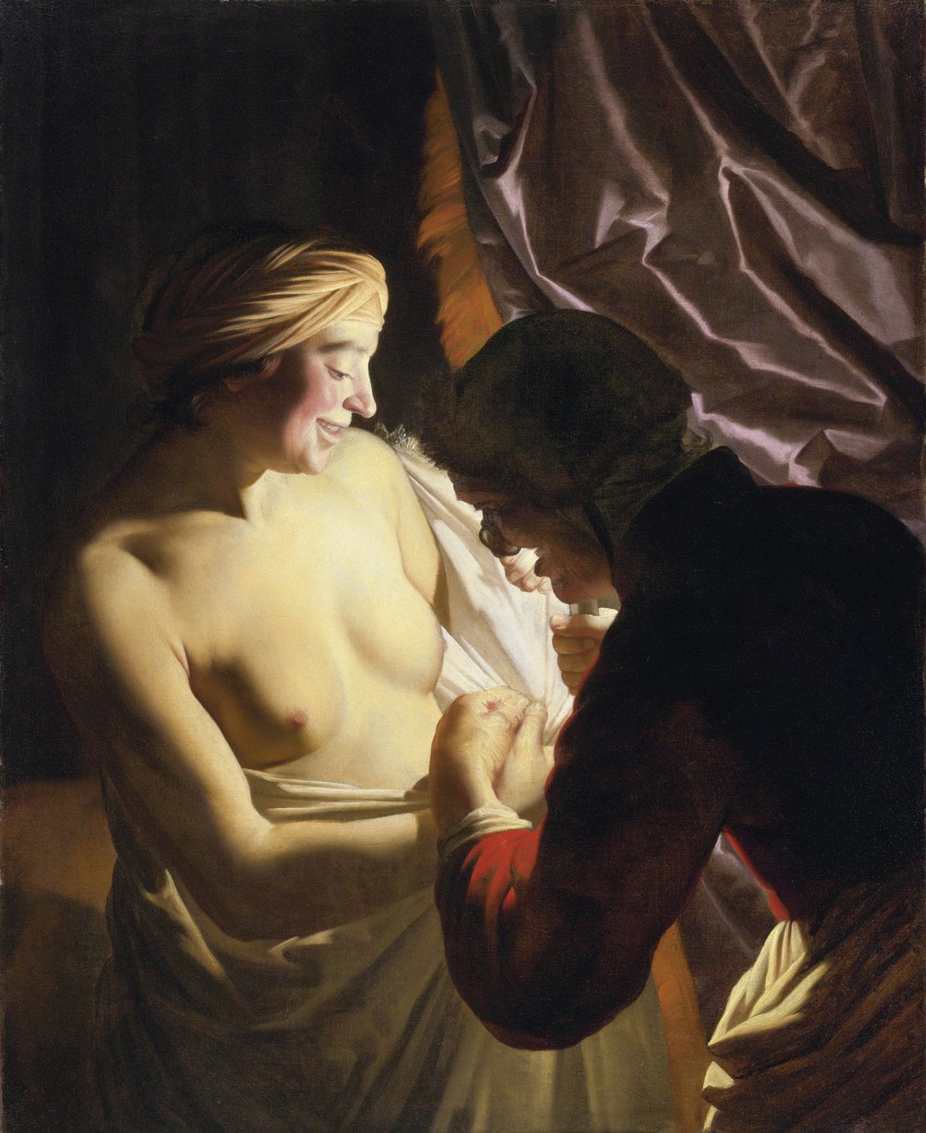 La chasse aux puces - The Flea Hunt par Honthorst, Gerrit, van (1590-1656), c. 1620 - Oil on canvas 作者 格里特·范·洪特霍斯特