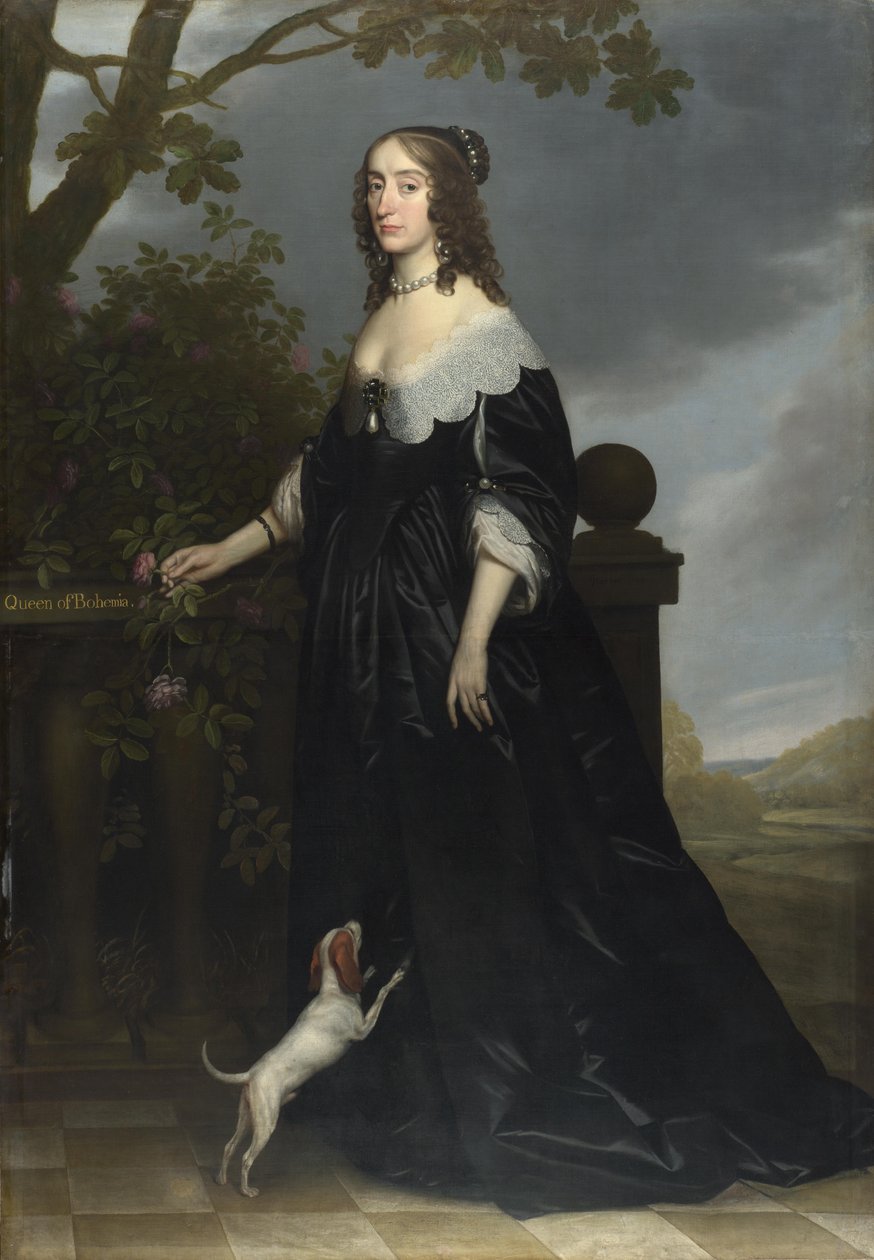 伊丽莎白·斯图尔特（1596-1662）的肖像，波希米亚女王，选民帕拉丁·弗雷德里克五世的妻子和詹姆斯一世的女儿，1642年 作者 格里特·范·洪特霍斯特