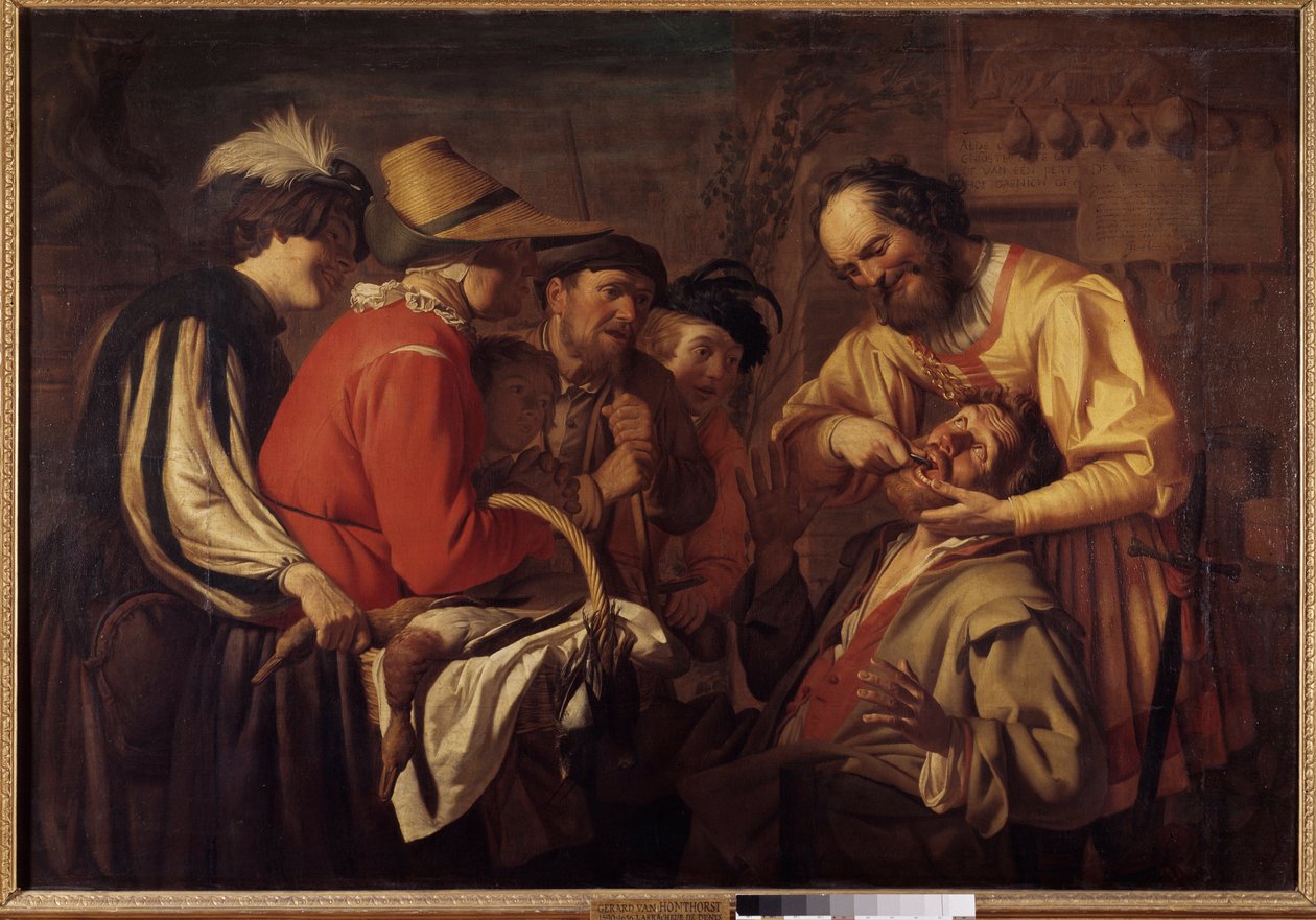 Gerrit Van Honthorst 的拔牙器绘画（1590-1656） 作者 格里特·范·洪特霍斯特