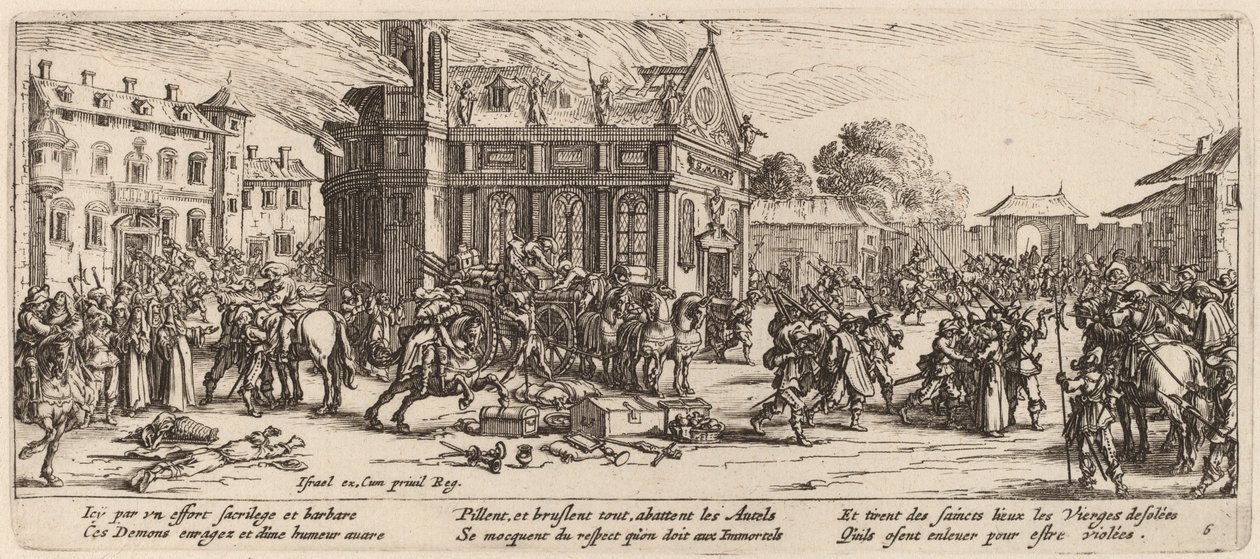 修道院被毁 作者 Gerrit van Schagen 在 Jacques Callot 之后