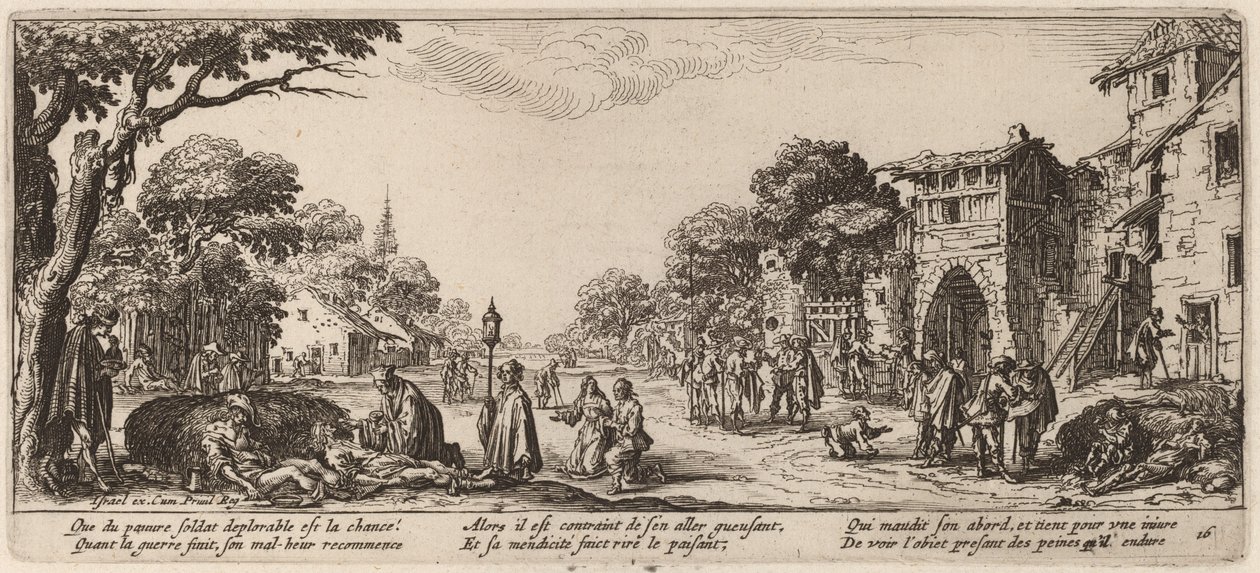 路边垂死的士兵 作者 Gerrit van Schagen 在 Jacques Callot 之后