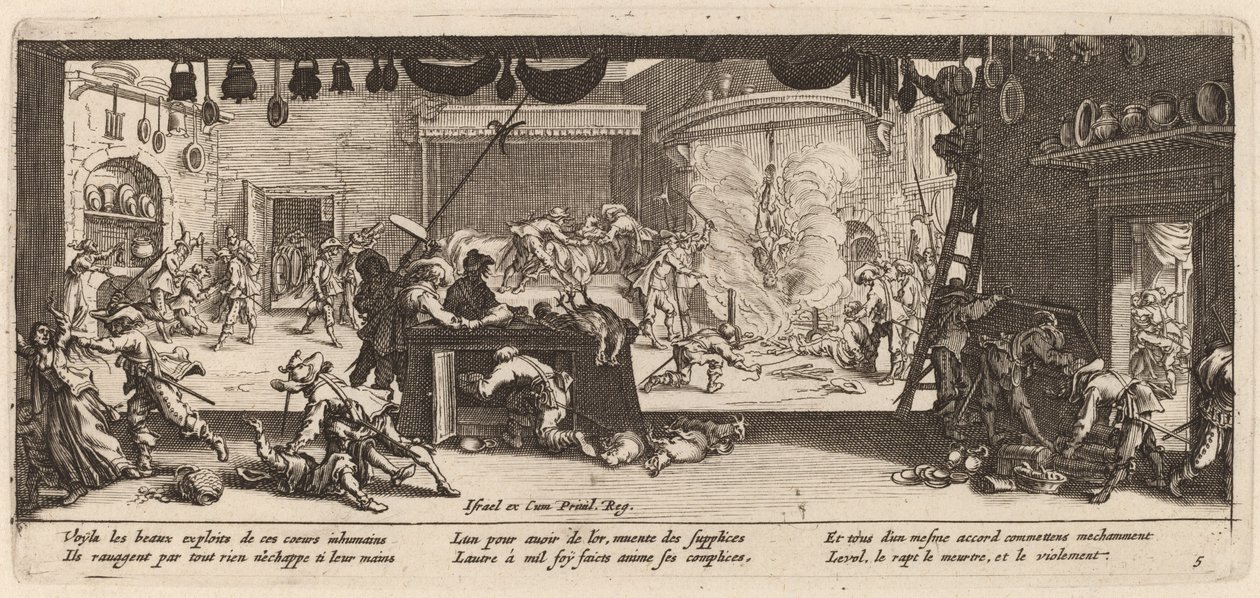 掠夺大型农舍 作者 Gerrit van Schagen 在 Jacques Callot 之后