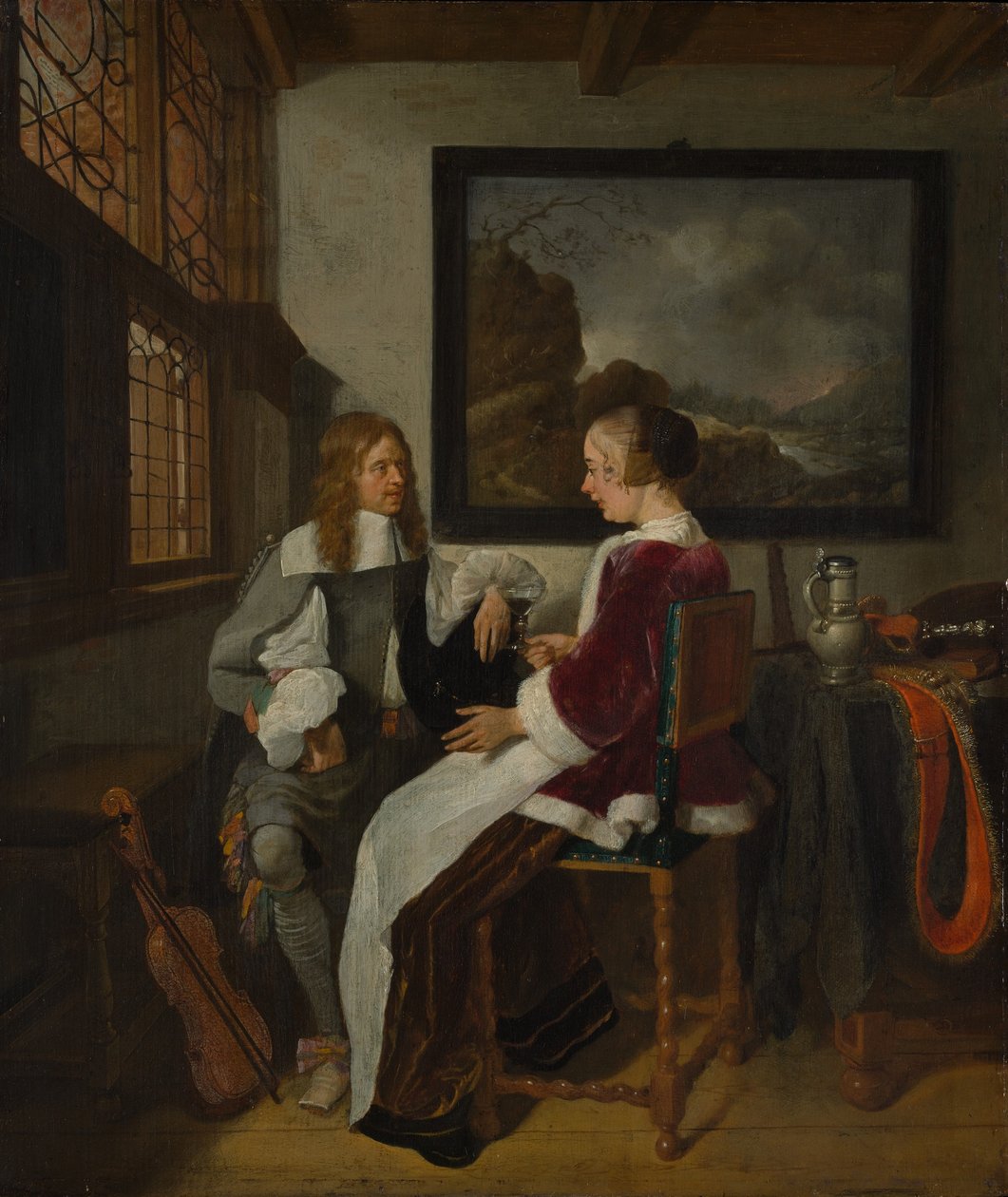 伤感的对话，1660年代初。 作者 Gerritsz Quiringh van Brekelenkam