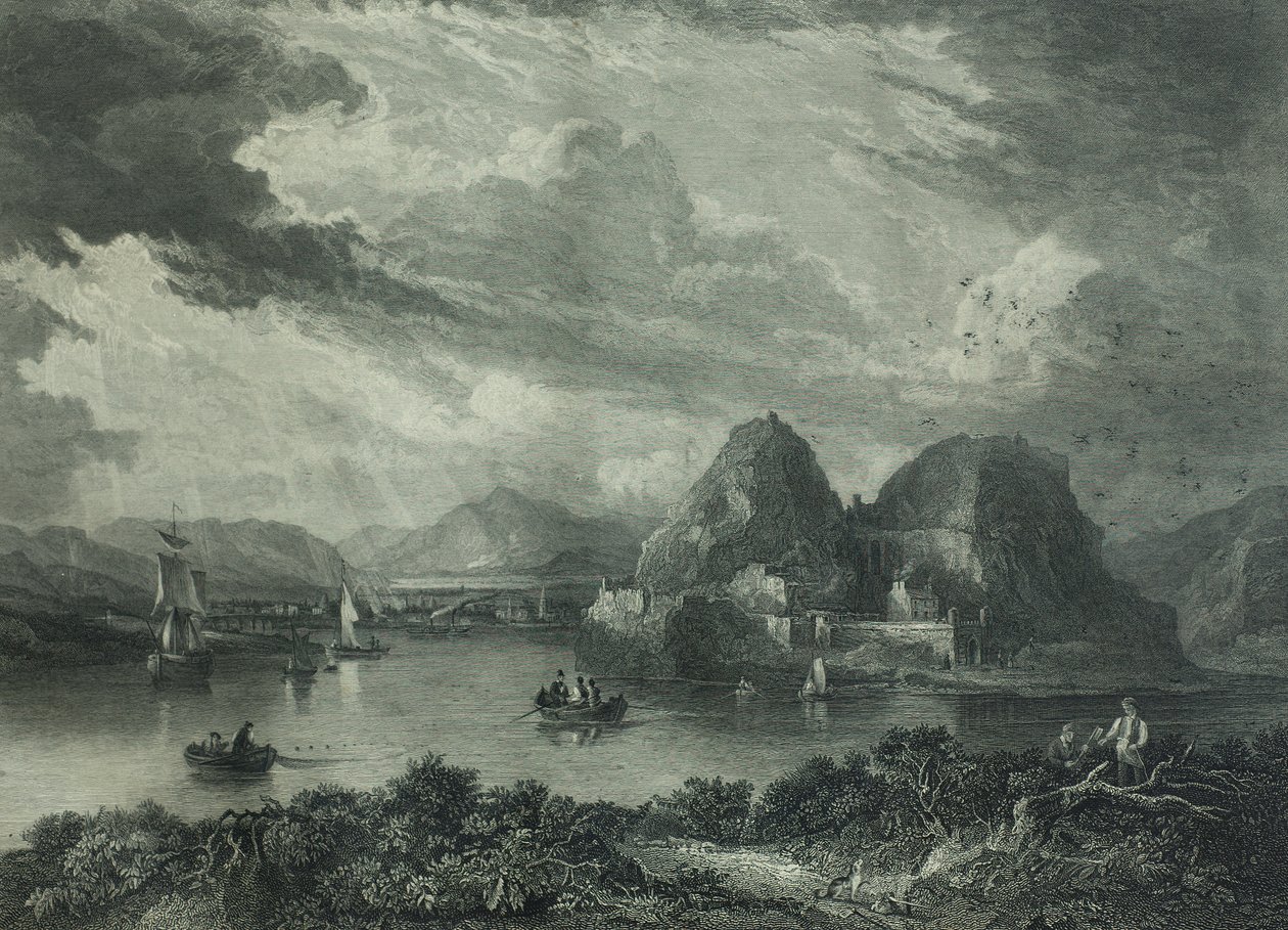 邓巴顿城堡，约 1880 年（雕刻） 作者 Gershom Gourlay 卡明