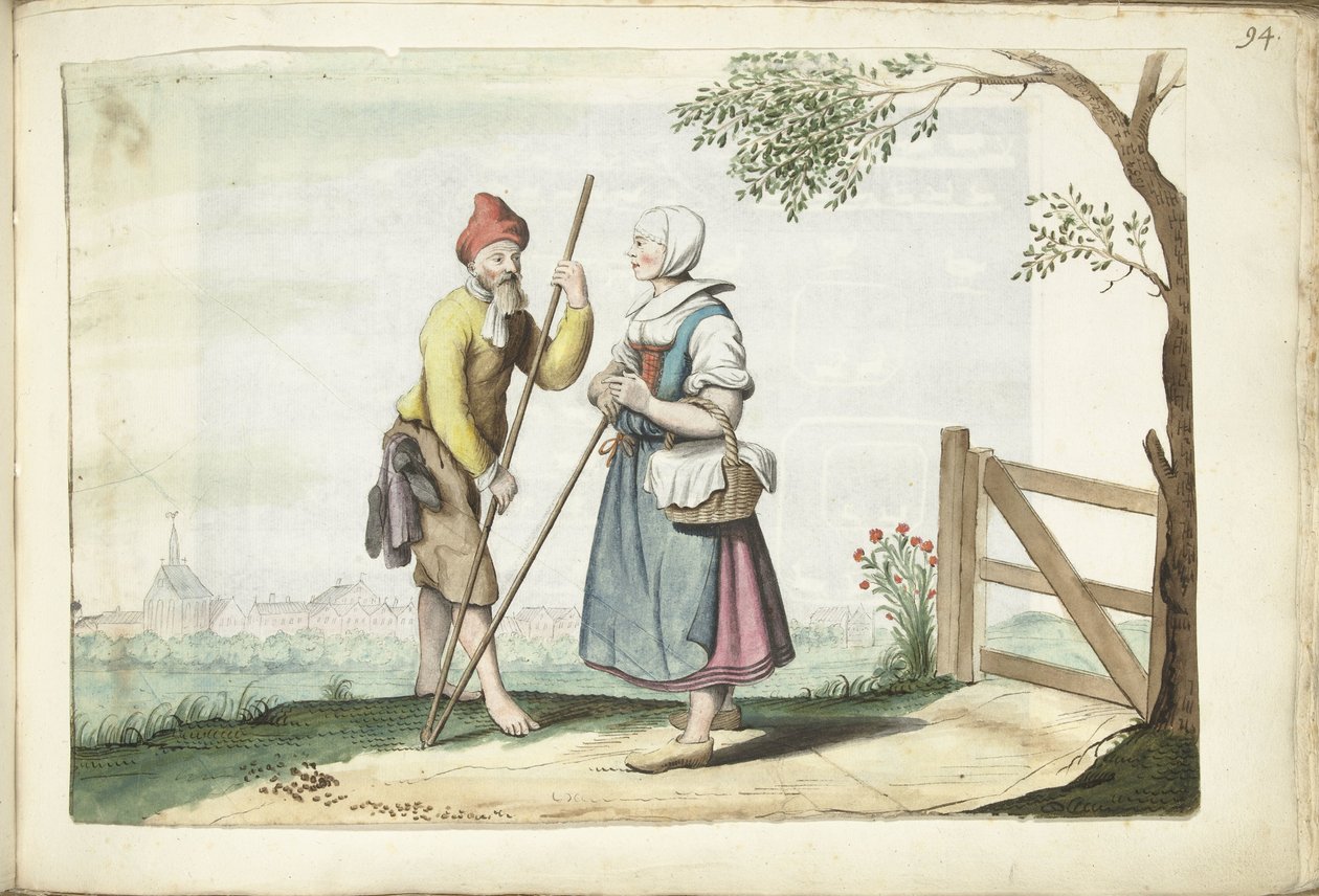 农民夫妇谈话 作者 Gesina ter Borch（艺术家签名）