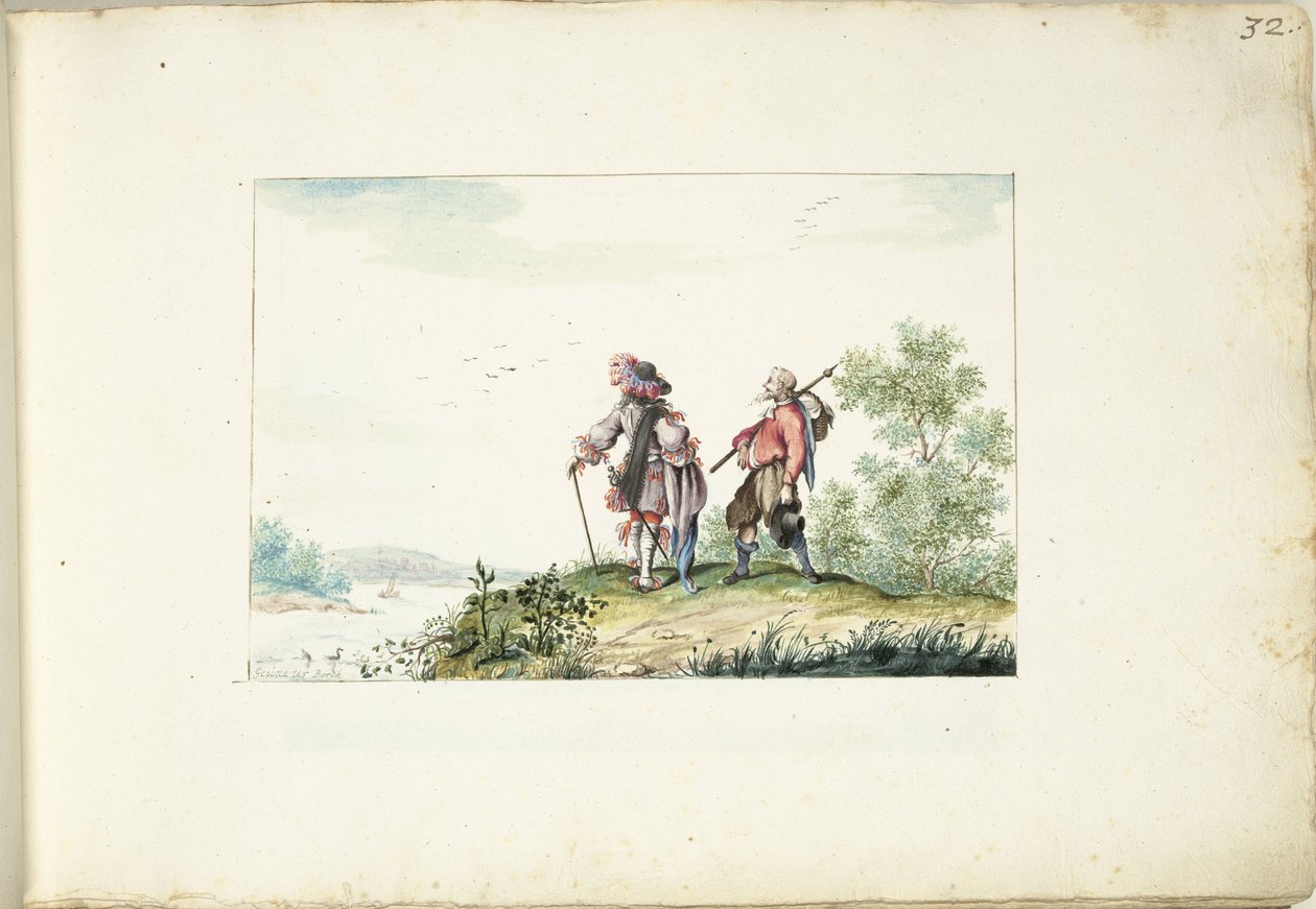 山水间的主宰与游子 作者 Gesina ter Borch（艺术家签名）