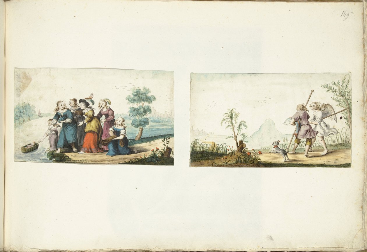 摩西、托比亚斯和天使 作者 Gesina ter Borch（艺术家签名）