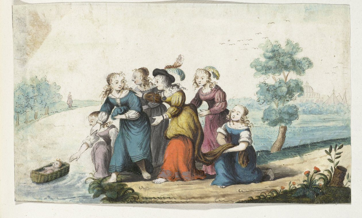 摩西被发现 作者 Gesina ter Borch（艺术家签名）