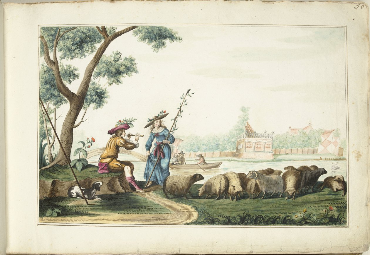 河边的田园风光 作者 Gesina ter Borch（艺术家签名）