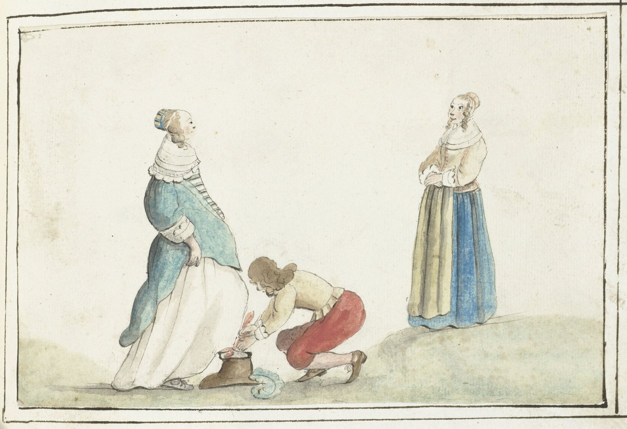 绅士为女士系鞋带 作者 Gesina ter Borch
