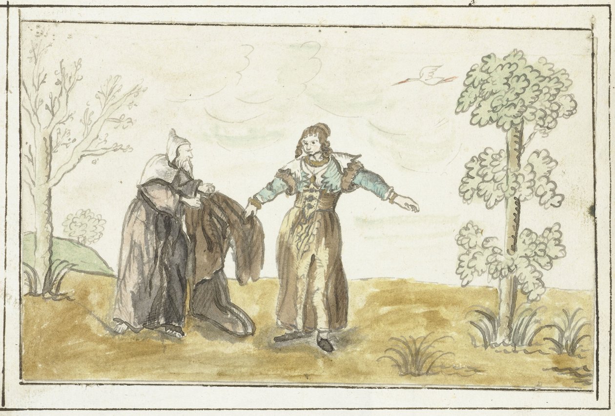 隐士把斗篷送给一位女士 作者 Gesina ter Borch