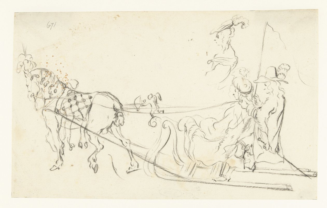 乘坐马拉雪橇的情侣 作者 Gesina ter Borch