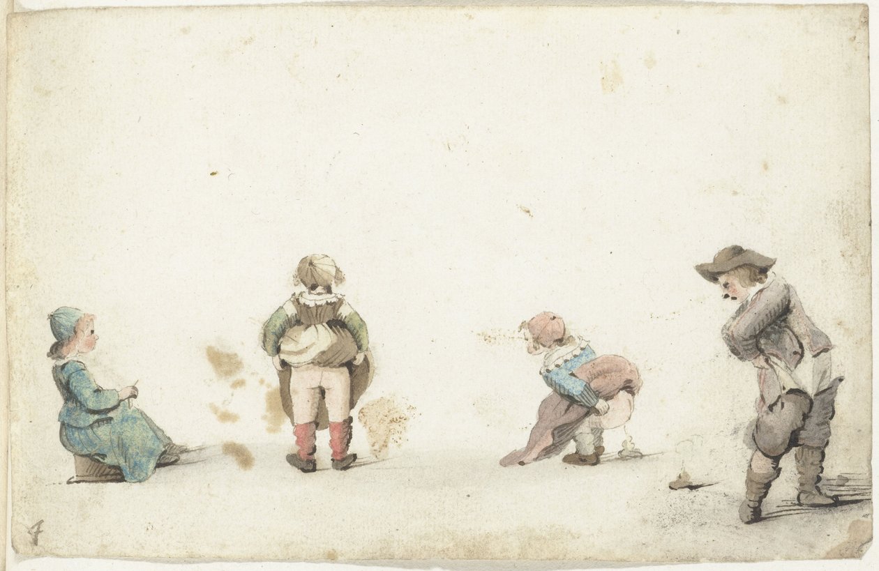 四个孩子在做自己的事 作者 Gesina ter Borch