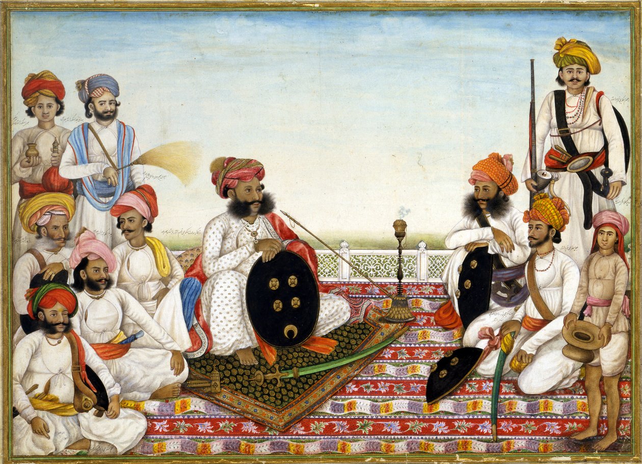 Thakur Dawlat Singh在朝臣之中，约1825年 作者 古兰姆·阿里·汗（Ghulam Ali Khan）