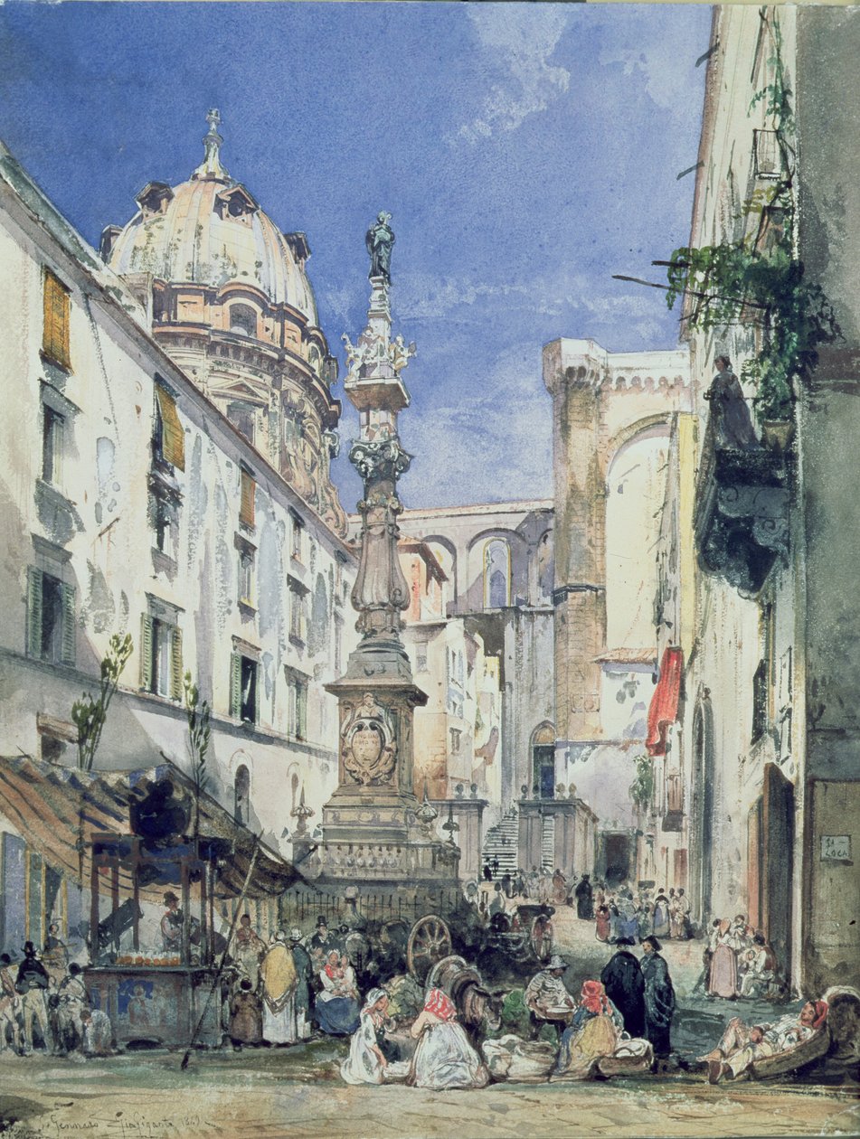 Piazzetta Riario Sforza，1849年 作者 贾辛托·吉甘特（Giacinto Gigante）