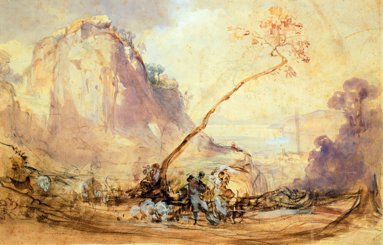 索伦托风景，约 1848 年，Giacinto Gigante（1806-1876 年）绘，水彩，34x51 厘米。 作者 贾辛托·吉甘特（Giacinto Gigante）