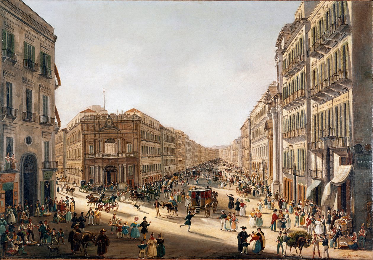 托莱多街景那不勒斯（那不勒斯托莱多街景） 贾辛托·吉甘特（Giacinto Gigante，1806-1876 年）绘画 那不勒斯圣马蒂诺国家博物馆 作者 贾辛托·吉甘特（Giacinto Gigante）