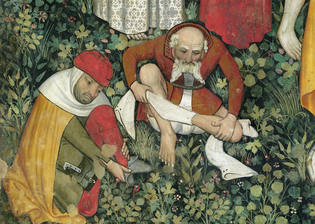 生活的泉源，脱衣服的老人的细节，1418-30壁画 作者 贾科莫·雅克里奥