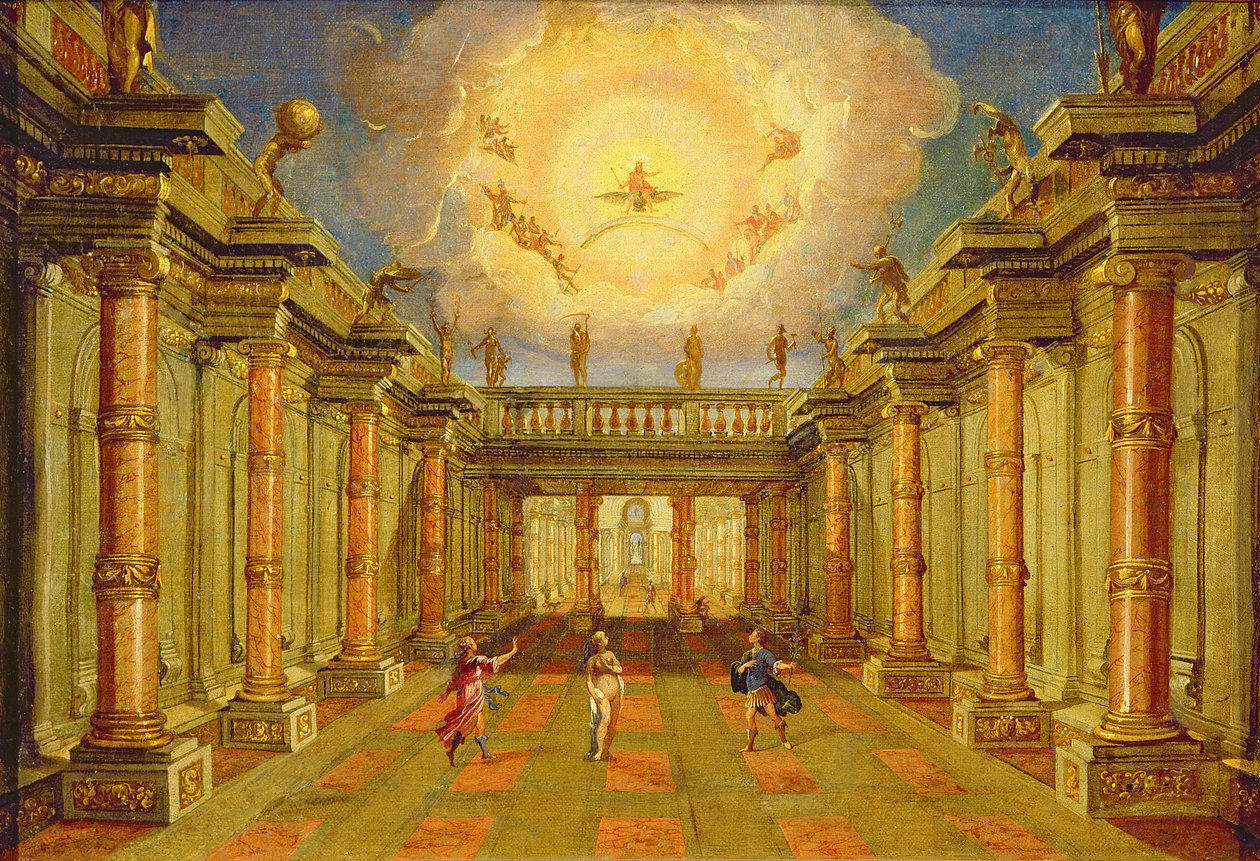 第二幕，场景X：纳克索斯国王的庭院 作者 贾科莫·托雷利（Giacomo Torelli）