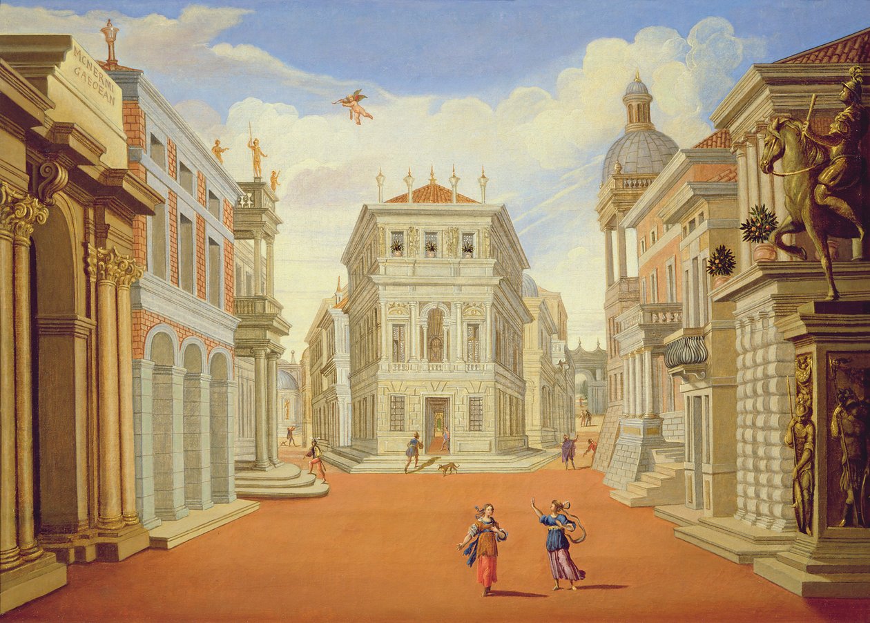 第二幕，第一和第八幕 作者 贾科莫·托雷利（Giacomo Torelli）