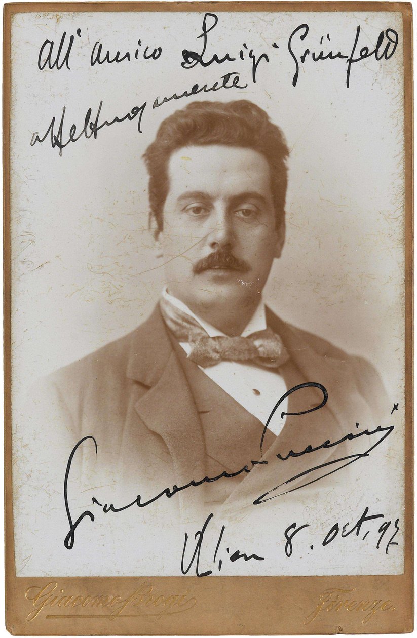 作曲家贾科莫-普契尼1858-1924年的画像，1897年。 作者 贾科莫·布罗吉（Giacomo Brogi）