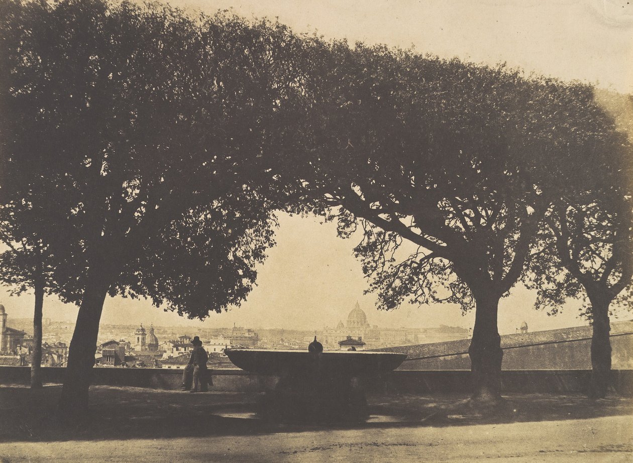 从梅迪奇别墅的法国学院看，约1852年。 作者 贾科莫·卡内娃（Giacomo Caneva）