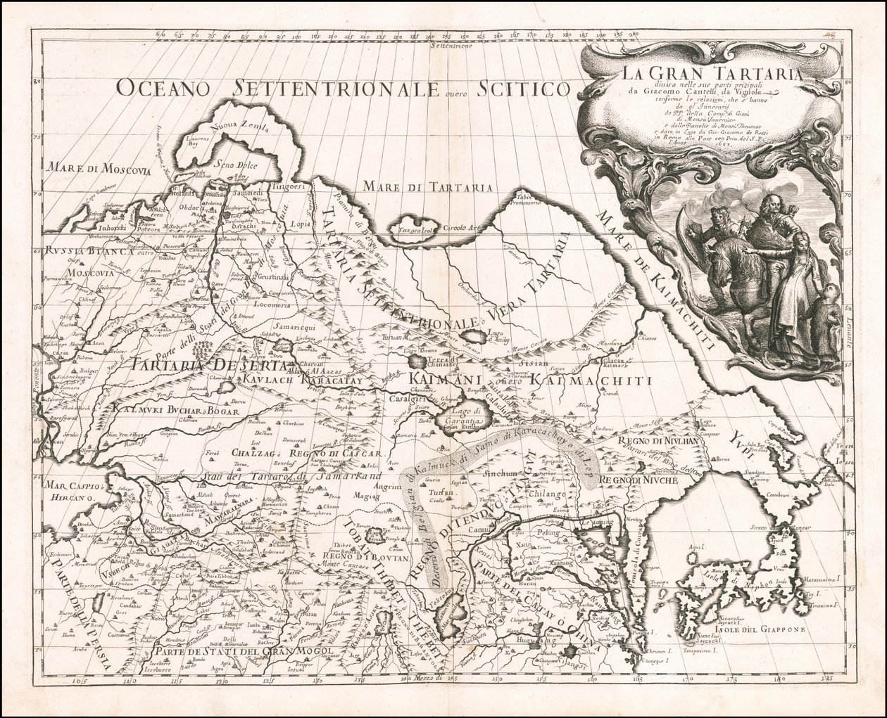 Giacomo Cantelli da Vignola 绘制的 1683 年大鞑靼地图 作者 贾科莫·坎特利（Giacomo Cantelli）