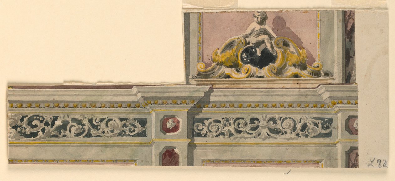 图纸，彩绘大门项目，1850-75 年 作者 贾科莫·卡萨
