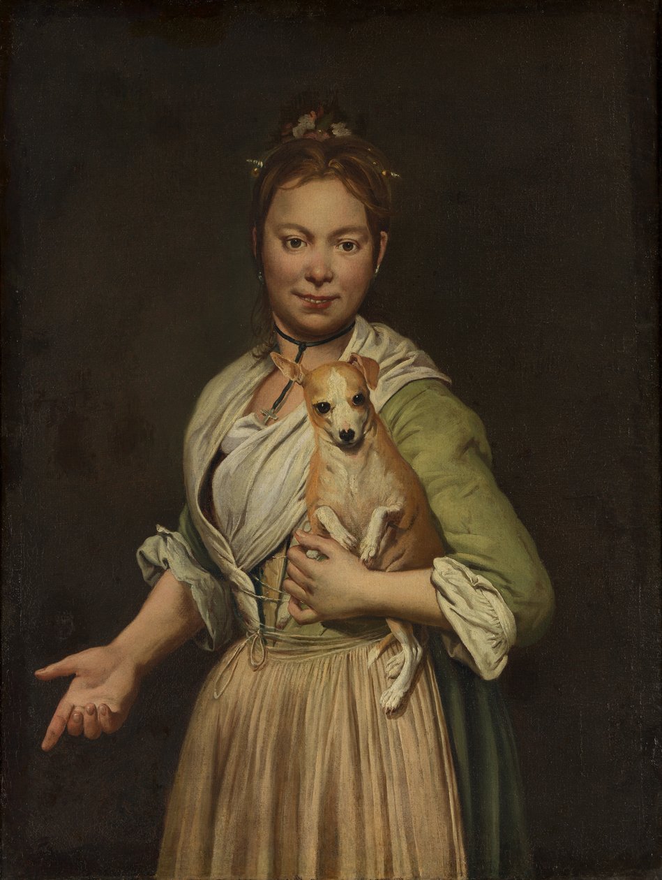 带狗的女人，1740年代。 作者 贾科莫·切鲁蒂