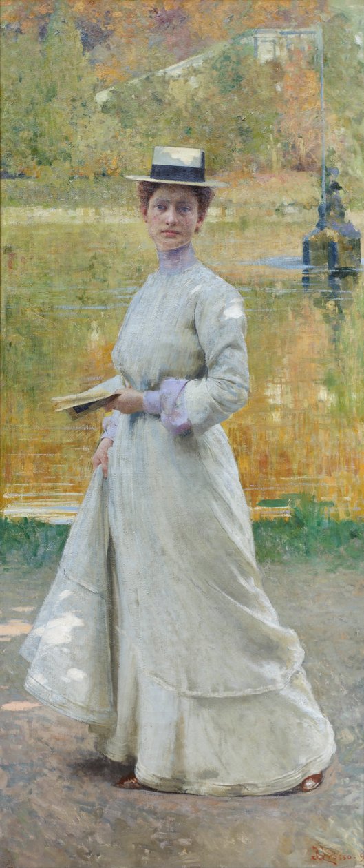 露天肖像，约 1902 年（布面油画） 作者 贾科莫·格罗索（Giacomo Grosso）