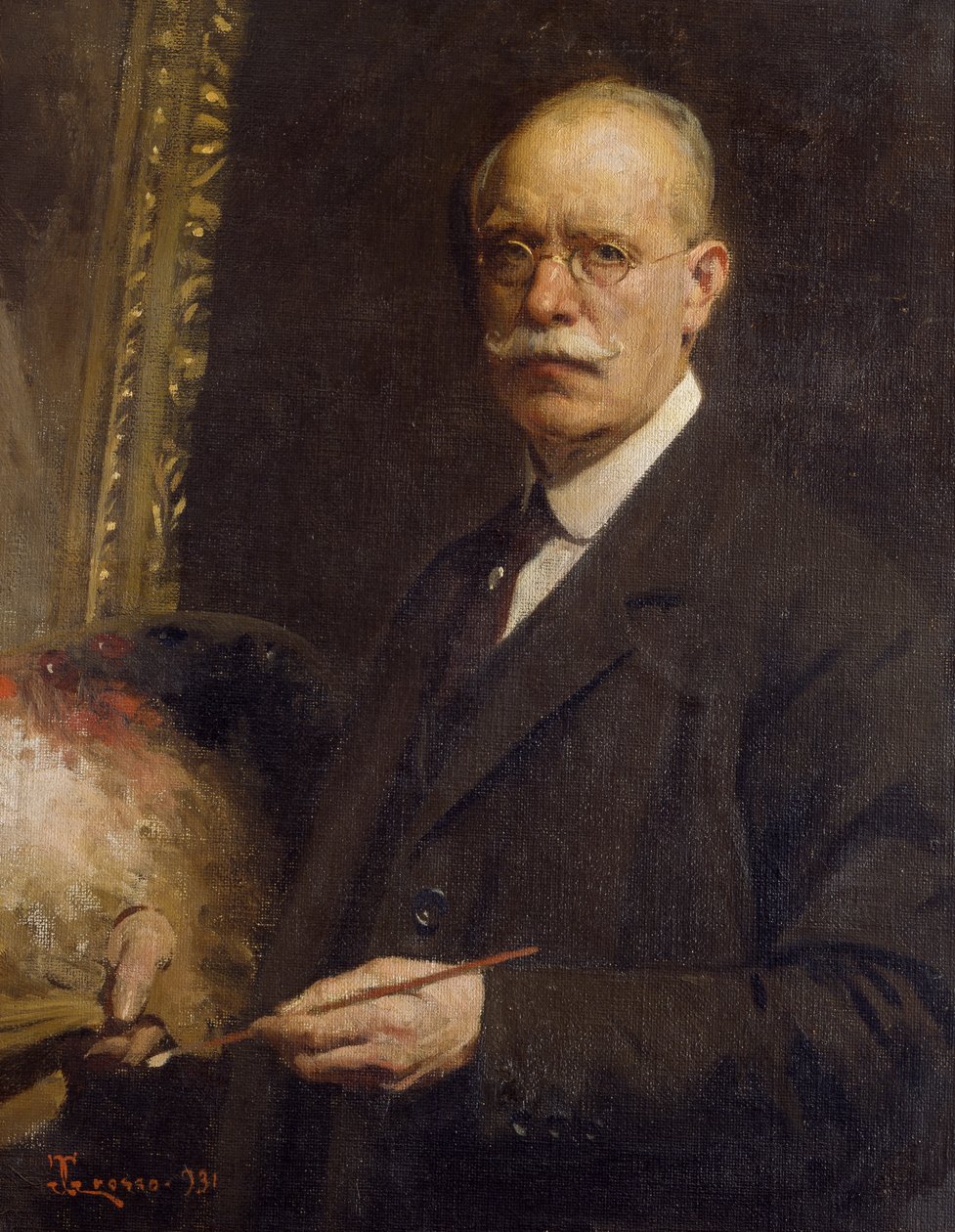 自画像》，贾科莫-格罗索（1860-1938），布面油画，84x66厘米 作者 贾科莫·格罗索（Giacomo Grosso）