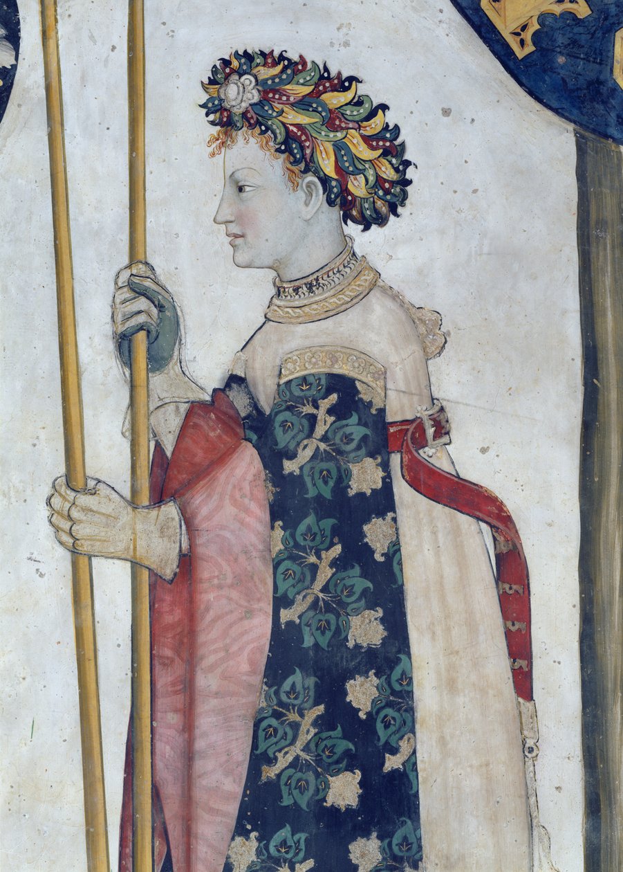 The Nine Worthies和Nine Worthy Women，Semiramis的细节，1418-30（壁画） 作者 贾科莫·雅克里奥